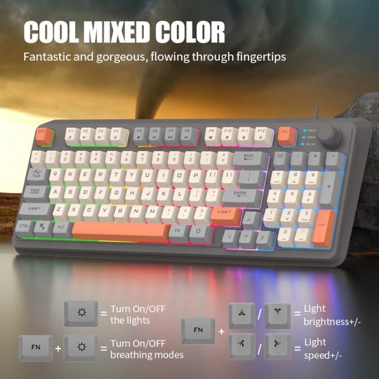 XUNFOX K82 Three-colors 94-Keys Blacklit USB Wired Gaming Keyboard, Cable Length: 1.5m(Bee) - Wired Keyboard by buy2fix | Online Shopping UK | buy2fix