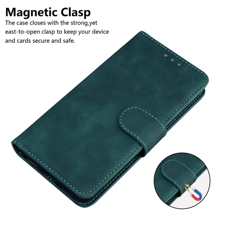 For OnePlus 13 Skin Feel Pure Color Flip Leather Phone Case(Green) - OnePlus Cases by buy2fix | Online Shopping UK | buy2fix