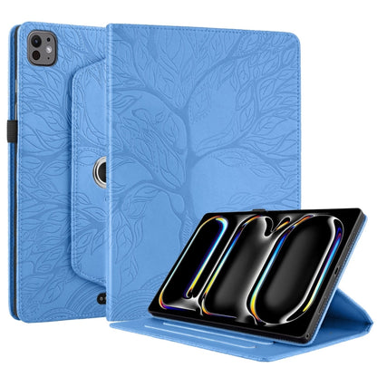 For iPad Pro 11 2024 Tree Life Embossed Rotation Leather Smart Tablet Case(Blue) - iPad Pro 11 2024 Cases by buy2fix | Online Shopping UK | buy2fix