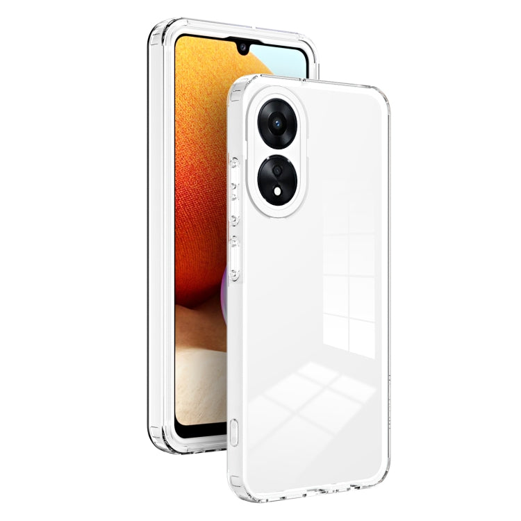 For OPPO A78 4G 3 in 1 Clear TPU Color PC Frame Phone Case(White) - OPPO Cases by buy2fix | Online Shopping UK | buy2fix