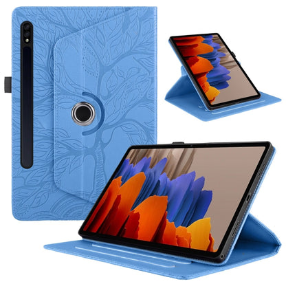 For Samsung Galaxy Tab S10+ / S9+ / S8+ Tree Life Embossed Rotation Leather Tablet Case(Blue) - Tab A7 Lite T220 / T225 by buy2fix | Online Shopping UK | buy2fix