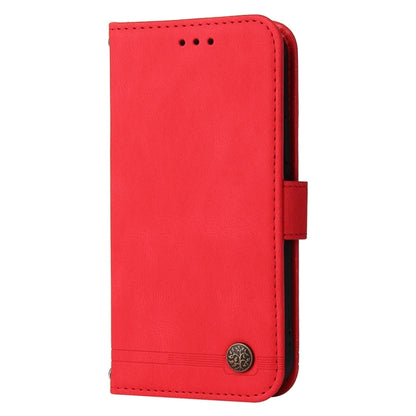 For OnePlus 12 Skin Feel Life Tree Metal Button Leather Phone Case(Red) - OnePlus Cases by buy2fix | Online Shopping UK | buy2fix