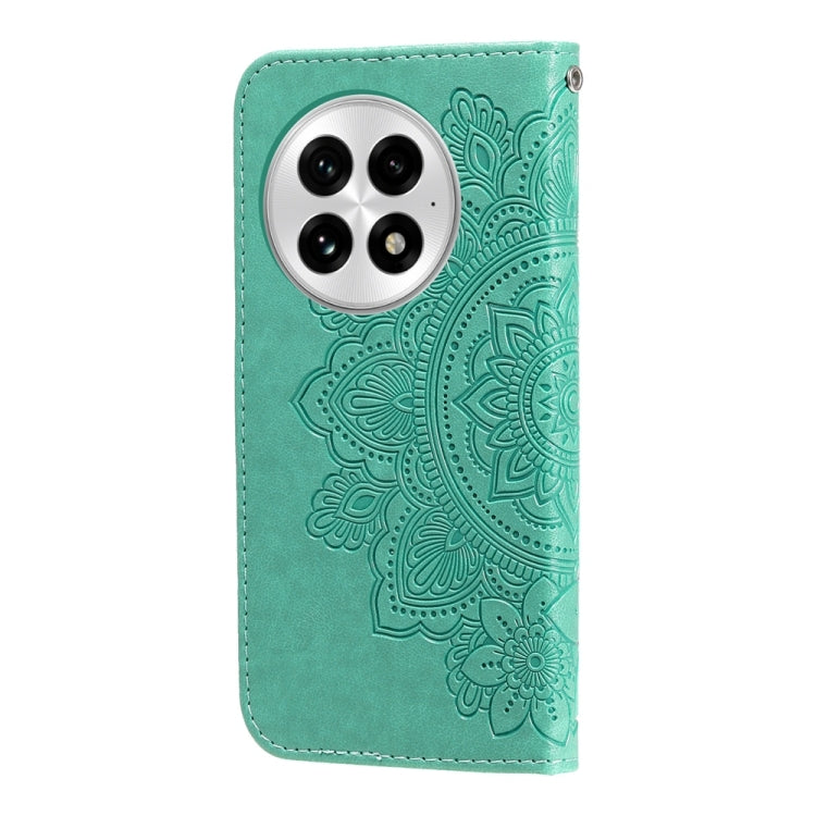 For OnePlus 13 Seven-petal Flowers Embossing Leather Phone Case(Green) - OnePlus Cases by buy2fix | Online Shopping UK | buy2fix