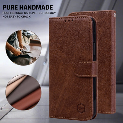 For iPhone 16 Pro Max Skin Feeling Oil Leather Texture PU + TPU Phone Case(Brown) - iPhone 16 Pro Max Cases by buy2fix | Online Shopping UK | buy2fix