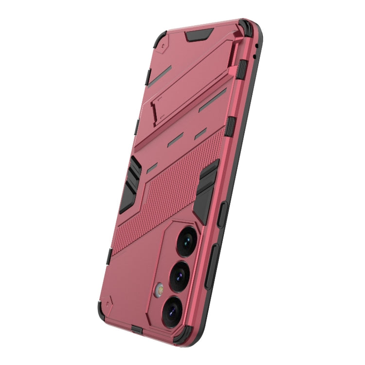 For Samsung Galaxy S24+ 5G Punk Armor 2 in 1 PC + TPU Shockproof Phone Case with Invisible Holder(Light Red) - Galaxy S24+ 5G Cases by buy2fix | Online Shopping UK | buy2fix