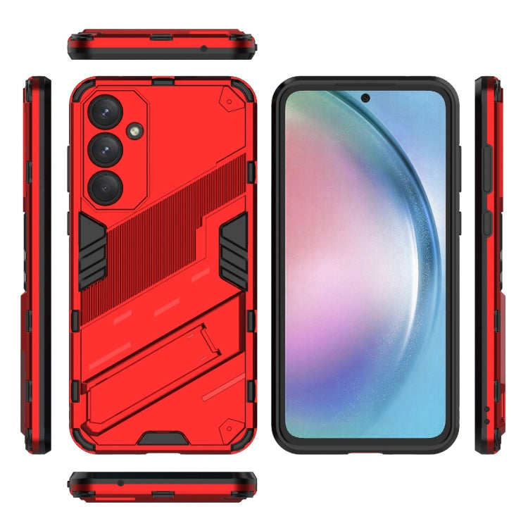 For Samsung Galaxy A55 5G Punk Armor 2 in 1 PC + TPU Shockproof Phone Case with Invisible Holder(Red) - Galaxy Phone Cases by buy2fix | Online Shopping UK | buy2fix