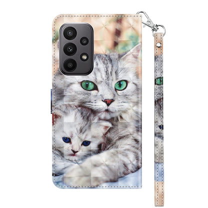 For Samsung Galaxy A25 5G 3D Painted Leather Phone Case(Two Loving Cats) - Galaxy Phone Cases by buy2fix | Online Shopping UK | buy2fix