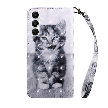 For Samsung Galaxy A05s 3D Painted Leather Phone Case(Smile Cat) - Galaxy Phone Cases by buy2fix | Online Shopping UK | buy2fix