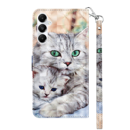 For Samsung Galaxy A15 3D Painted Leather Phone Case(Two Loving Cats) - Galaxy Phone Cases by buy2fix | Online Shopping UK | buy2fix