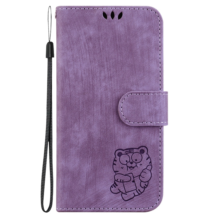 For Motorola Moto G Power 5G 2024 Little Tiger Embossed Leather Phone Case(Purple) - Motorola Cases by buy2fix | Online Shopping UK | buy2fix