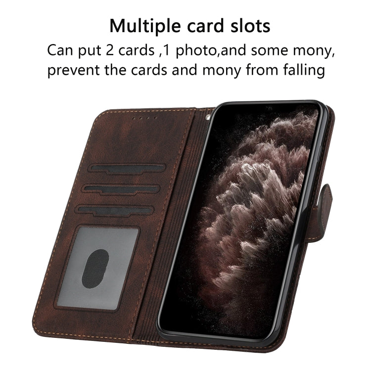 For iPhone 16 Cubic Skin Feel Flip Leather Phone Case(Brown) - iPhone 16 Cases by buy2fix | Online Shopping UK | buy2fix