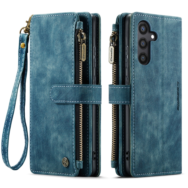 For Samsung Galaxy S24+ 5G CaseMe C30 Card Slots Zipper Wallet Leather Phone Case(Blue) - Galaxy S24+ 5G Cases by CaseMe | Online Shopping UK | buy2fix