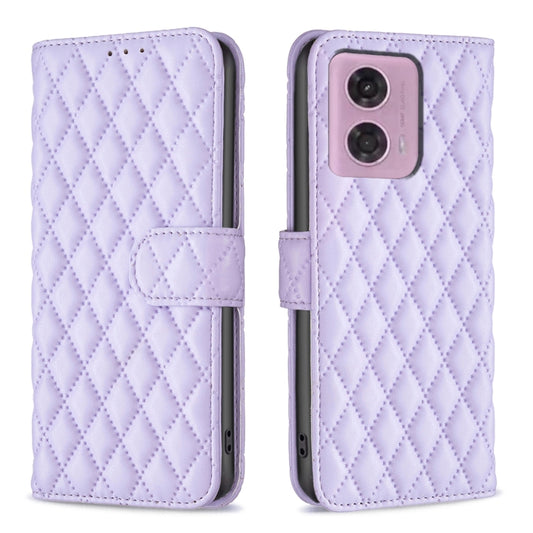 For Motorola Moto G24 Diamond Lattice Wallet Flip Leather Phone Case(Purple) - Motorola Cases by buy2fix | Online Shopping UK | buy2fix