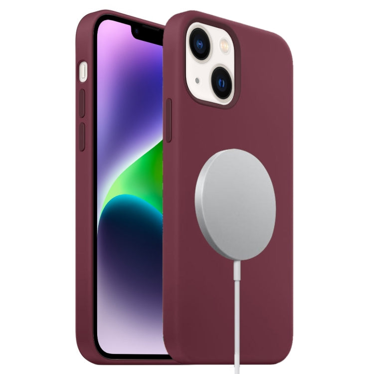 For iPhone 14 MagSafe Liquid Silicone Full Coverage Phone Case(Wine Red) - iPhone 14 Cases by buy2fix | Online Shopping UK | buy2fix