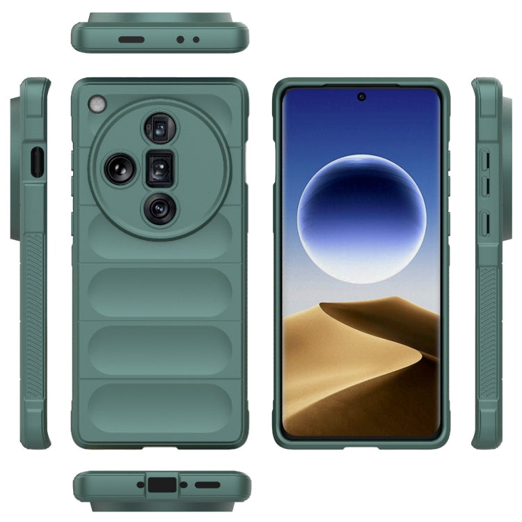 For OPPO Find X7 Ultra 5G Magic Shield TPU + Flannel Phone Case(Dark Green) - Find X7 Ultra Cases by buy2fix | Online Shopping UK | buy2fix