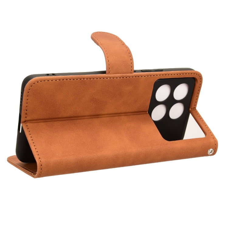 For Xiaomi Redmi K70 / K70 Pro Skin Feel Magnetic Flip Leather Phone Case(Brown) - K70 Pro Cases by buy2fix | Online Shopping UK | buy2fix