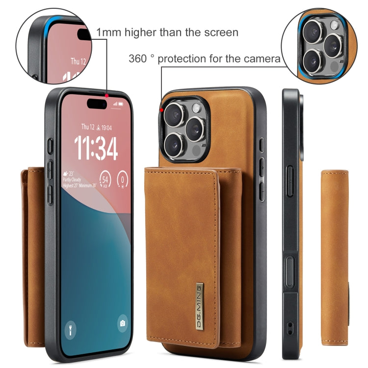 For iPhone 16 Pro DG.MING M1 Series 3-Fold Multi Card Wallet Leather Phone Case(Brown) - iPhone 16 Pro Cases by DG.MING | Online Shopping UK | buy2fix