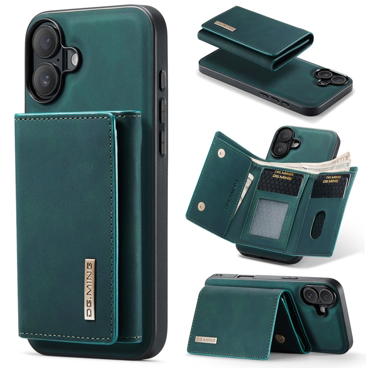 For iPhone 16 Plus DG.MING M1 Series 3-Fold Multi Card Wallet Leather Phone Case(Green) - iPhone 16 Plus Cases by DG.MING | Online Shopping UK | buy2fix