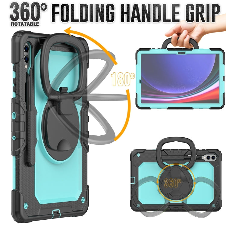 For Samsung Galaxy Tab S9+ D Type Silicone Hybrid PC Tablet Case with Handle Holder(Light Blue PC) - Galaxy Tab S9+ Cases by buy2fix | Online Shopping UK | buy2fix