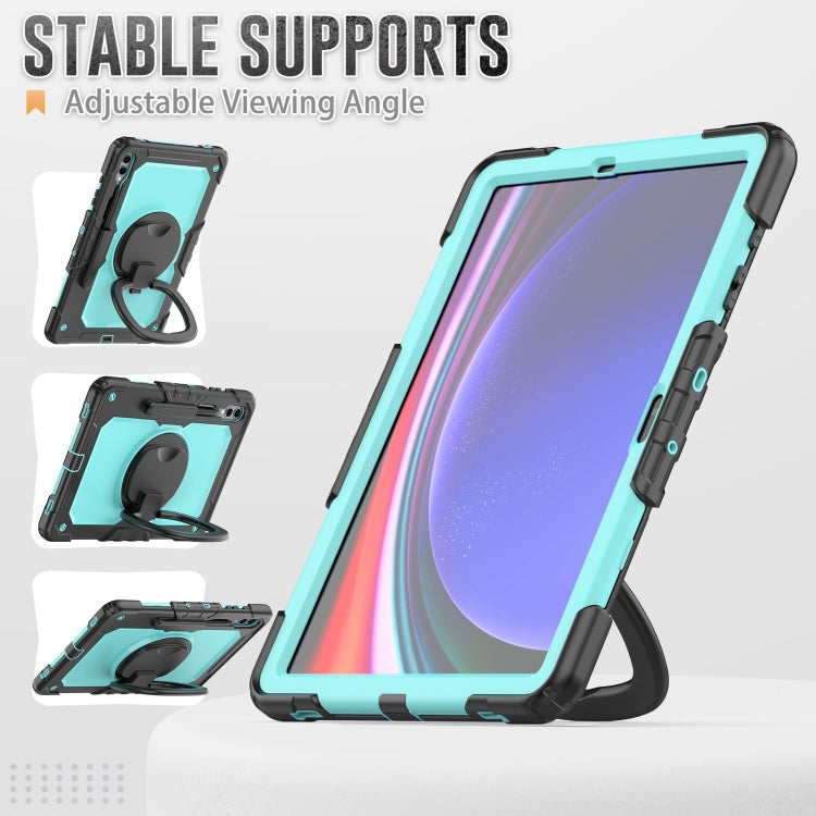 For Samsung Galaxy Tab S9+ D Type Silicone Hybrid PC Tablet Case with Handle Holder(Light Blue PC) - Galaxy Tab S9+ Cases by buy2fix | Online Shopping UK | buy2fix