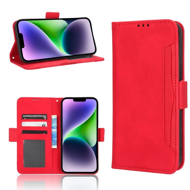 For iPhone 16 Skin Feel Calf Texture Card Slots Leather Phone Case(Red) - iPhone 16 Cases by buy2fix | Online Shopping UK | buy2fix