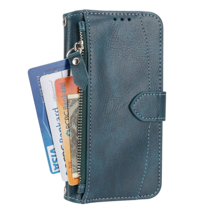 For iPhone SE 2024 Oil Skin Zipper Wallet Leather Phone Case(Blue) - More iPhone Cases by buy2fix | Online Shopping UK | buy2fix