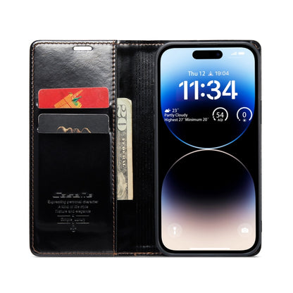 For iPhone 15 Pro Max CaseMe 003 Crazy Horse Texture Leather Phone Case(Black) - iPhone 15 Pro Max Cases by CaseMe | Online Shopping UK | buy2fix