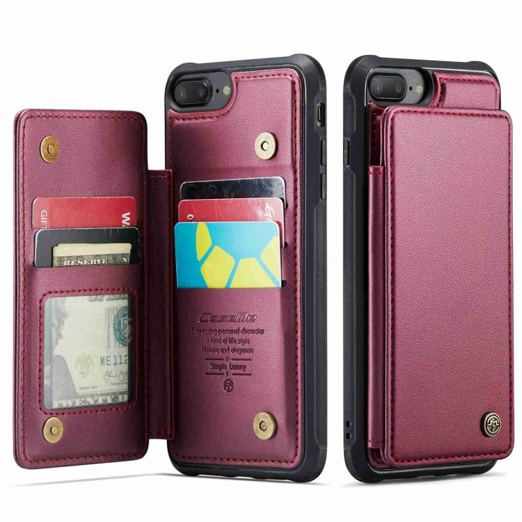 For iPhone 8 Plus / 7 Plus CaseMe C22 Card Slots Holder RFID Anti-theft Phone Case(Wine Red) - More iPhone Cases by CaseMe | Online Shopping UK | buy2fix