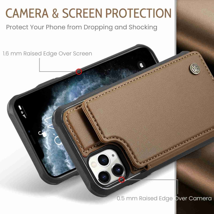 For iPhone 11 Pro CaseMe C22 Card Slots Holder RFID Anti-theft Phone Case(Brown) - iPhone 11 Pro Cases by CaseMe | Online Shopping UK | buy2fix