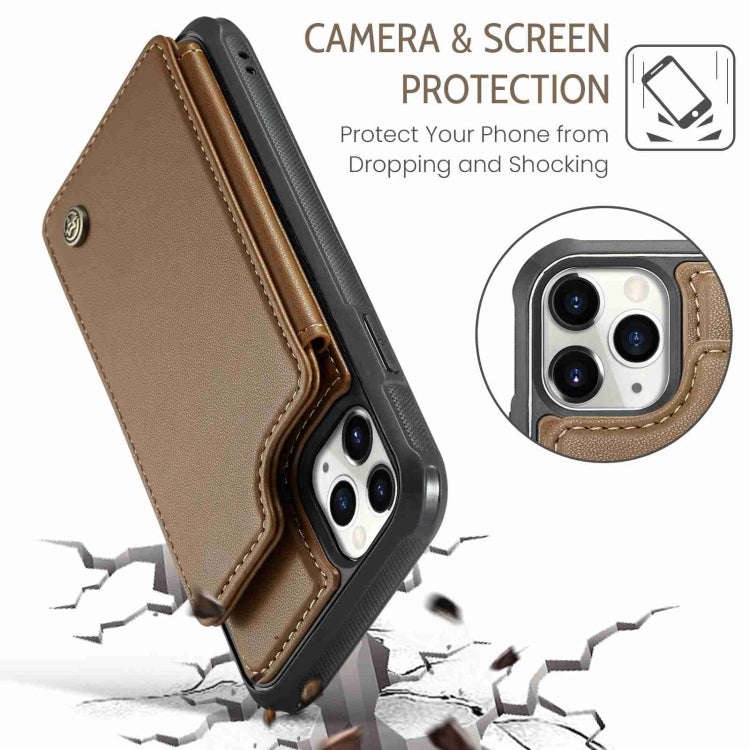 For iPhone 11 Pro CaseMe C22 Card Slots Holder RFID Anti-theft Phone Case(Brown) - iPhone 11 Pro Cases by CaseMe | Online Shopping UK | buy2fix