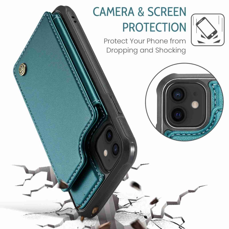 For iPhone 12 / 12 Pro CaseMe C22 Card Slots Holder RFID Anti-theft Phone Case(Blue Green) - iPhone 12 / 12 Pro Cases by CaseMe | Online Shopping UK | buy2fix