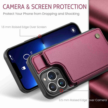 For iPhone 13 Pro Max CaseMe C22 Card Slots Holder RFID Anti-theft Phone Case(Wine Red) - iPhone 13 Pro Max Cases by CaseMe | Online Shopping UK | buy2fix