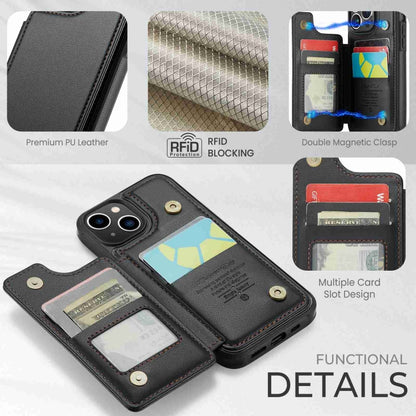 For iPhone 14 CaseMe C22 Card Slots Holder RFID Anti-theft Phone Case(Black) - iPhone 14 Cases by CaseMe | Online Shopping UK | buy2fix