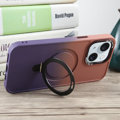 For iPhone 15 Plus Gradient MagSafe Holder Liquid TPU Hybrid PC Phone Case(Pink Purple) - iPhone 15 Plus Cases by buy2fix | Online Shopping UK | buy2fix