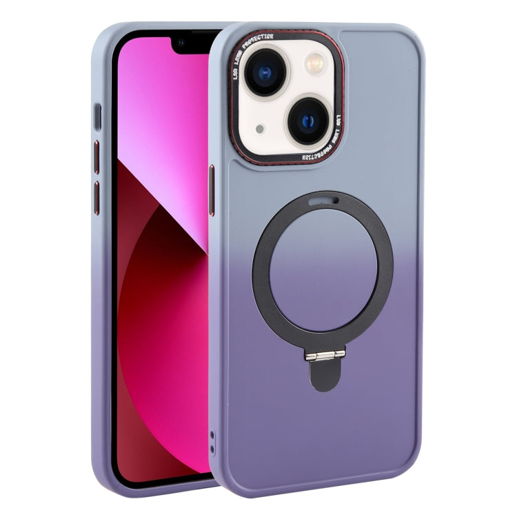 For iPhone 13 Gradient MagSafe Holder Liquid TPU Hybrid PC Phone Case(Blue Purple) - iPhone 12 / 12 Pro Cases by buy2fix | Online Shopping UK | buy2fix