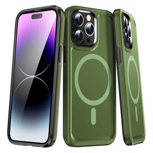 For iPhone 14 Pro Max Shield Armor MagSafe TPU Hybrid PC Phone Case(Grass Green) - iPhone 14 Pro Max Cases by buy2fix | Online Shopping UK | buy2fix