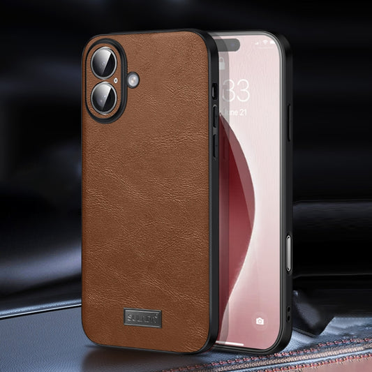 For iPhone 16 Plus SULADA Shockproof TPU Hybrid Handmade Leather Phone Case(Brown) - iPhone 16 Plus Cases by SULADA | Online Shopping UK | buy2fix