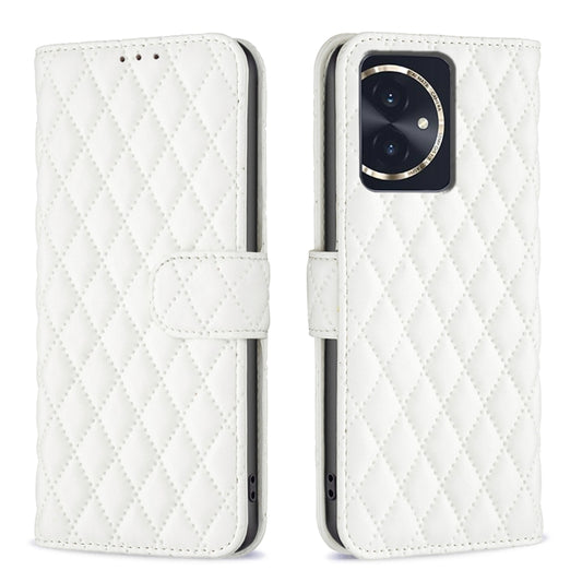 For Honor 100 Diamond Lattice Wallet Flip Leather Phone Case(White) - Honor Cases by buy2fix | Online Shopping UK | buy2fix