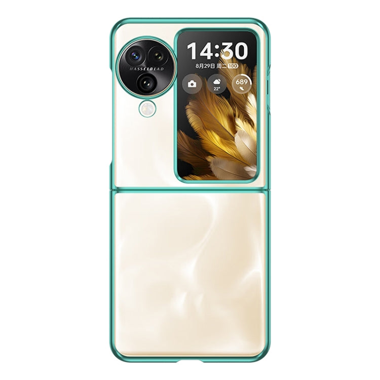For OPPO Find N3 Flip Full Coverage Electroplate PC Transparent Phone Case(Green) - Find N3 Flip Cases by buy2fix | Online Shopping UK | buy2fix