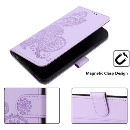 For Motorola Edge 5G 2024 Datura Flower Embossed Flip Leather Phone Case(Purple) - Motorola Cases by buy2fix | Online Shopping UK | buy2fix