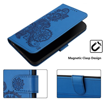 For Motorola Moto G Power 5G 2024 Datura Flower Embossed Flip Leather Phone Case(Blue) - Motorola Cases by buy2fix | Online Shopping UK | buy2fix