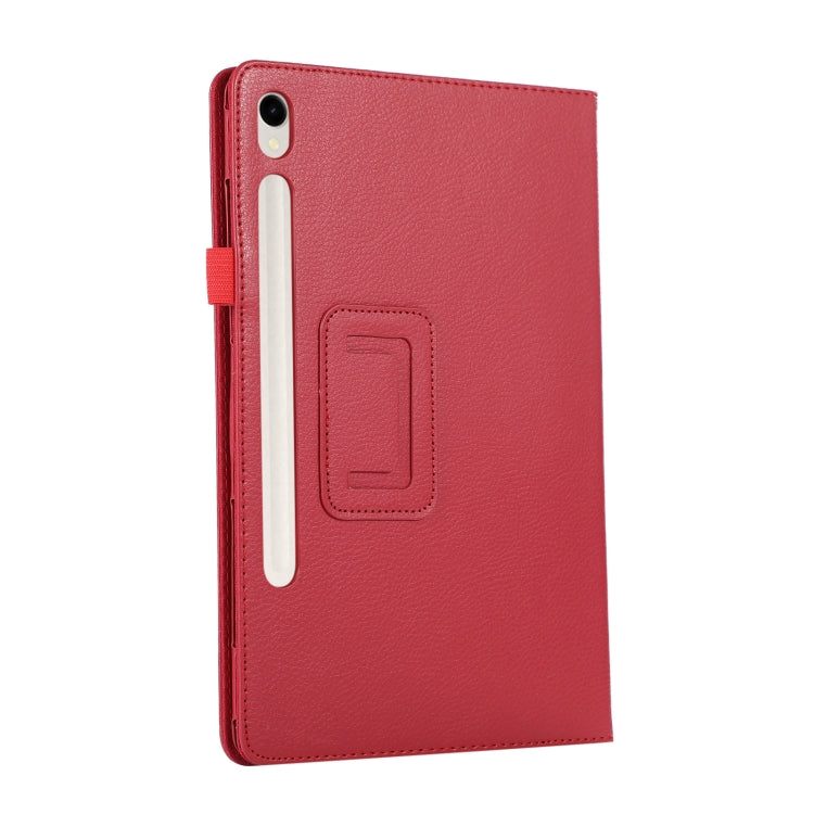 For Samsung Galaxy Tab S9+ Litchi Texture Leather Tablet Case with Holder(Red) - Other Galaxy Tab PC by buy2fix | Online Shopping UK | buy2fix