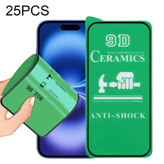 For iPhone 16 25pcs 9D Full Screen Full Glue Ceramic Film - iPhone 16 Tempered Glass by buy2fix | Online Shopping UK | buy2fix