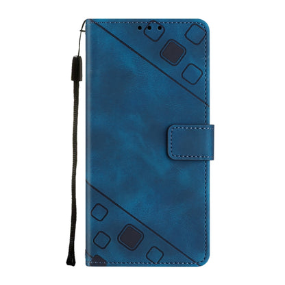 For Motorola Moto G Play 4G 2024 Skin Feel Embossed Leather Phone Case(Blue) - Motorola Cases by buy2fix | Online Shopping UK | buy2fix