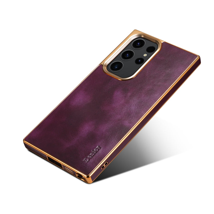 For Samsung Galaxy S23 Ultra 5G Denior Oil Wax Leather Electroplating Phone Case(Purple) - Galaxy S23 Ultra 5G Cases by Denior | Online Shopping UK | buy2fix