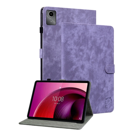 For Lenovo Tab M11/Xiaoxin Pad 11 2024 Tiger Pattern Flip Leather Tablet Case(Purple) - Lenovo by buy2fix | Online Shopping UK | buy2fix