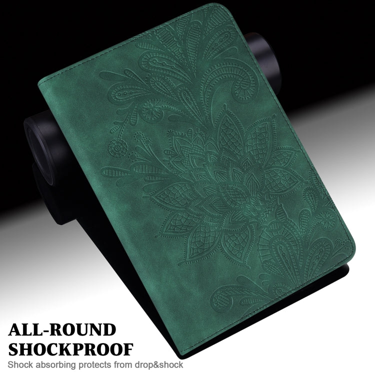 For Samsung Galaxy Tab S9 Lace Flower Embossing Pattern PU Tablet Case(Green) - Galaxy Tab S9 Cases by buy2fix | Online Shopping UK | buy2fix