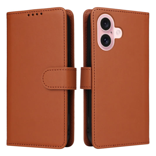 For iPhone 16 BETOPNICE BN-005 2 in 1 Detachable Imitate Genuine Leather Phone Case(Brown) - iPhone 16 Cases by BETOPNICE | Online Shopping UK | buy2fix