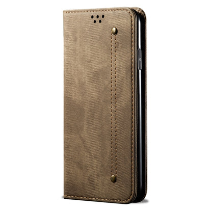 For Xiaomi Redmi K70/K70 Pro Denim Texture Casual Style Horizontal Flip Leather Case(Khaki) - K70 Pro Cases by buy2fix | Online Shopping UK | buy2fix