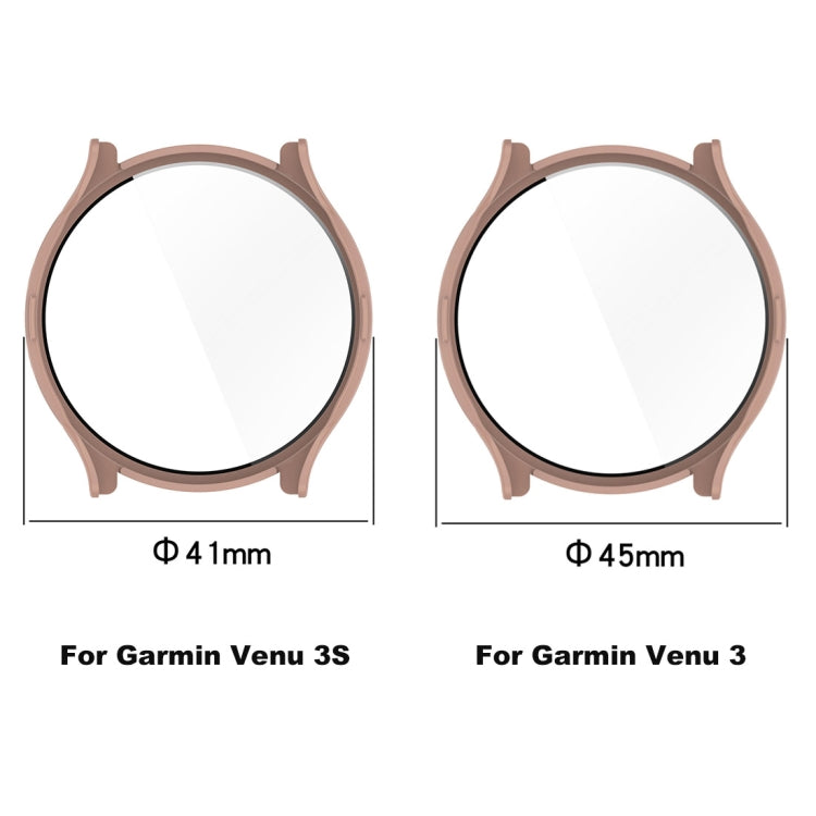 For Garmin Venu 3S PC + Tempered Glass Film Integrated Watch Case(Transparent White) - Watch Cases by buy2fix | Online Shopping UK | buy2fix